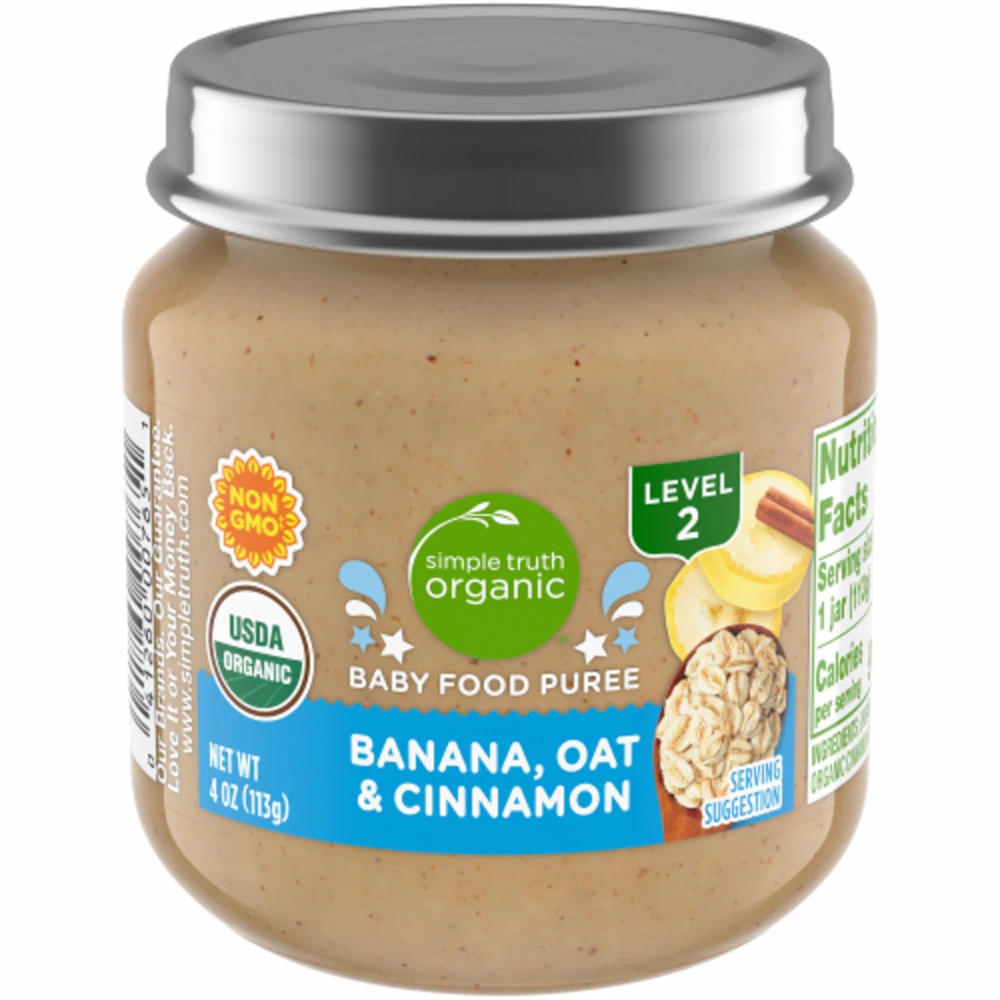 Simple Truth Organic Baby Food Puree Level 2 Banana Oat & Cinnamon -- 4 oz