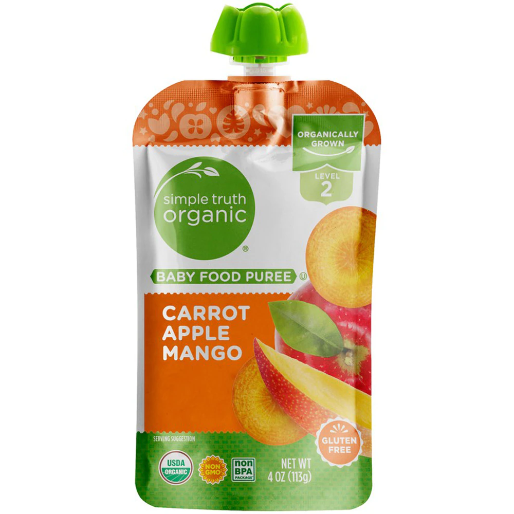Simple Truth Organic Baby Food Puree Level 2 Carrot Apple Mango -- 4 oz