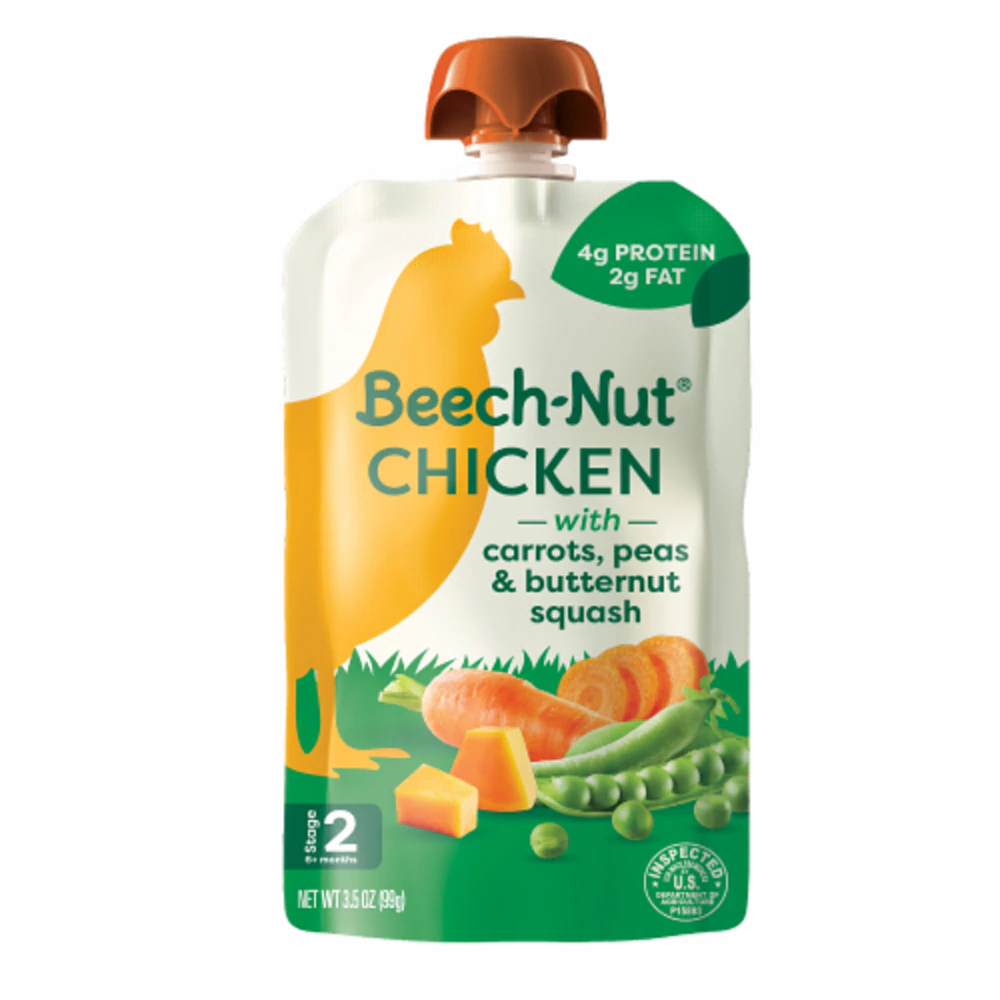 Beech-Nut Baby Food Puree Pouch 6+ Months Chicken + Vegetables -- 3.5 oz