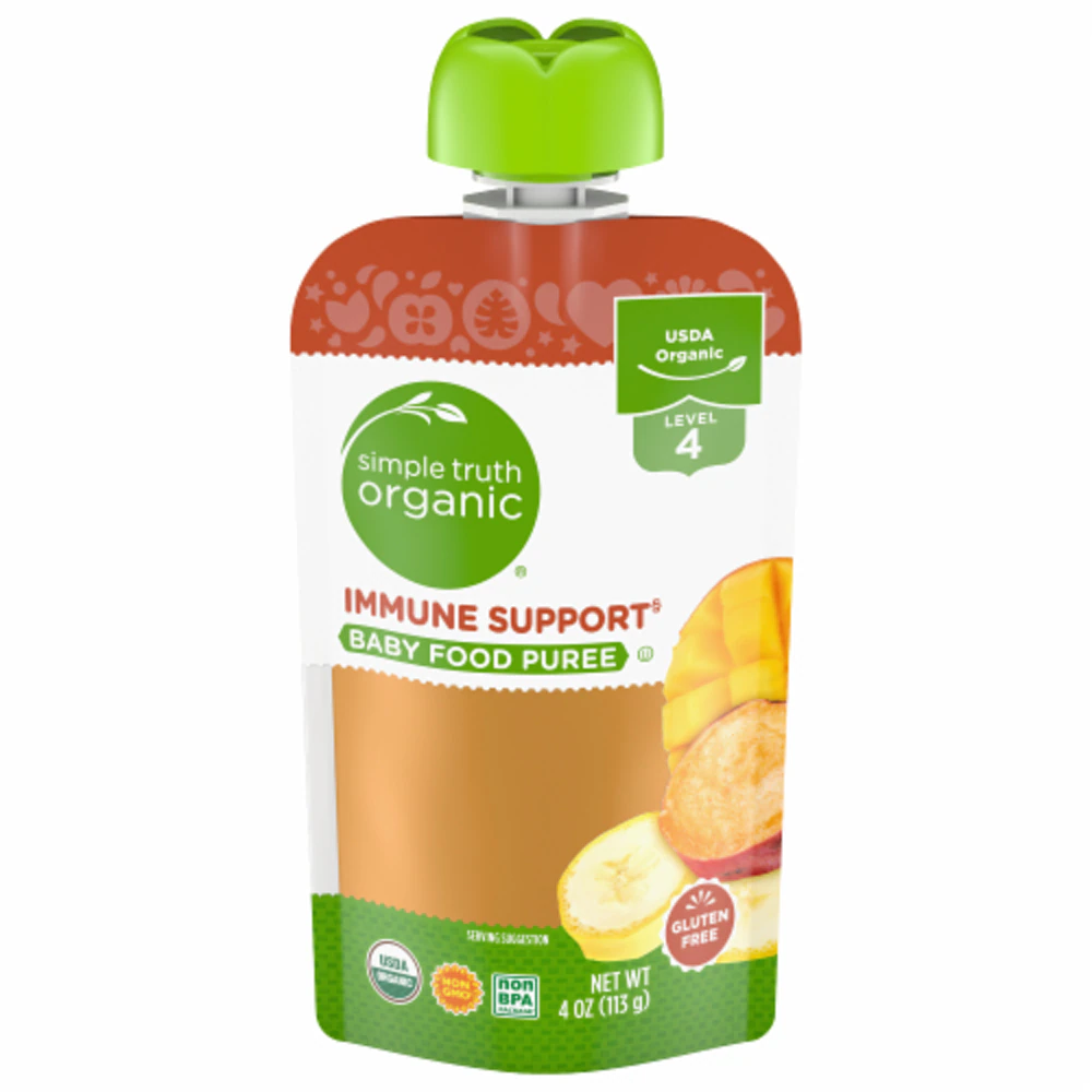 Simple Truth Organic Baby Food Puree Level 4 Immune Support Banana Sweet Potato Mango -- 4 oz