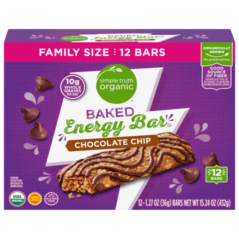 Simple Truth Organic Baked Energy Bar Chocolate Chip -- 12 Bars