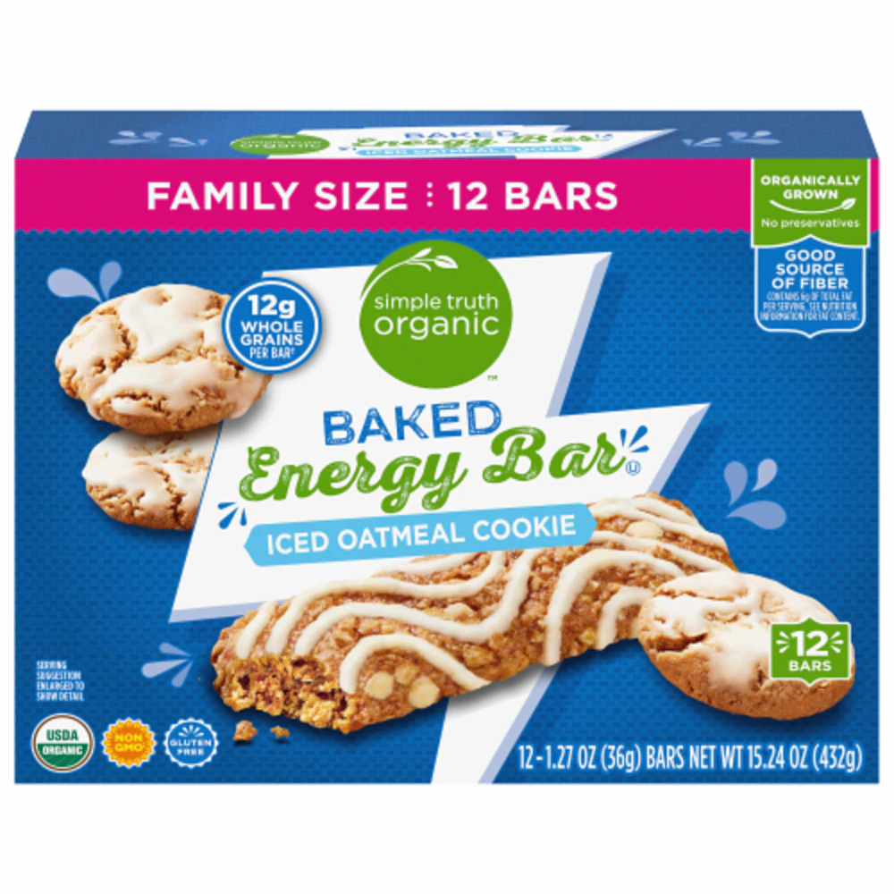 Simple Truth Organic Baked Energy Bar Iced Oatmeal Cookie -- 12 Bars