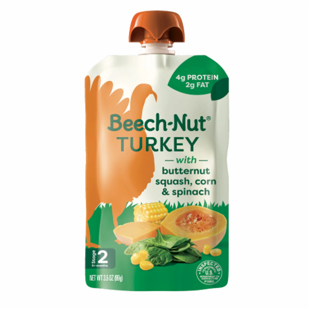 Beech-Nut Baby Food Puree Pouch 6+ Months Turkey + Vegetables -- 3.5 oz