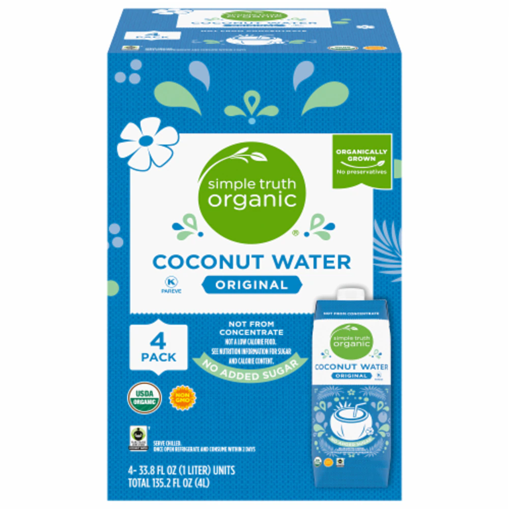 Simple Truth Organic Coconut Water Original -- 33.8 fl oz Each / Pack of 4