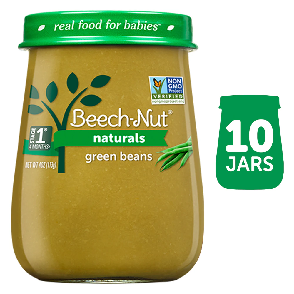Beech-Nut Naturals Baby Food Puree 4+ Months Green Beans -- 10 Jars
