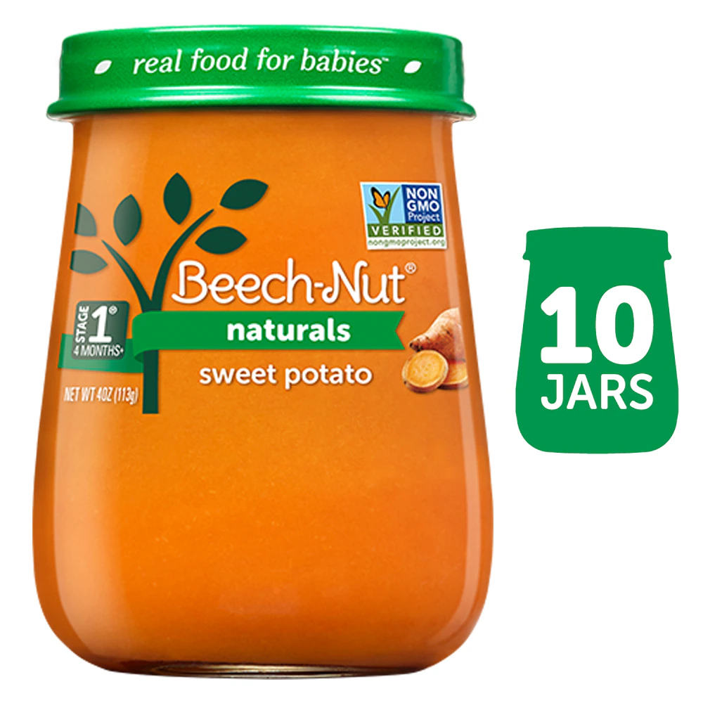 Beech-Nut Naturals Baby Food Puree 4+ Months Sweet Potato -- 10 Jars