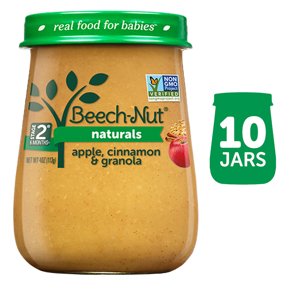 Beech-Nut Naturals Baby Food Puree 6+ Months Apple Cinnamon & Granola -- 10 Jar