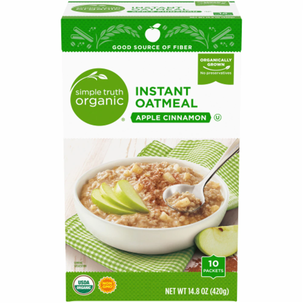 Simple Truth Organic Instant Oatmeal Apple Cinnamon -- 10 Packets
