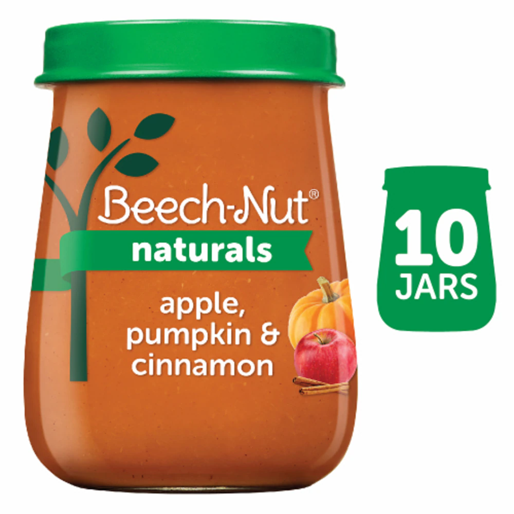 Beech-Nut Naturals Baby Food Puree 6+ Months Apple Pumpkin & Cinnamon -- 10 Jars