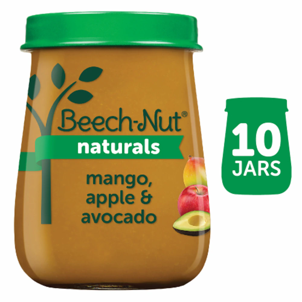 Beech-Nut Naturals Baby Food Puree 6+ Months Mango Apple & Avocado -- 10 Jars