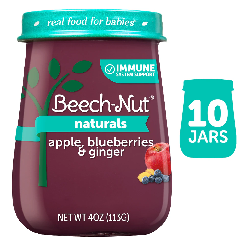 Beech-Nut Naturals Immunity Support 8+ Months Apple Blueberries & Ginger -- 10 Jars