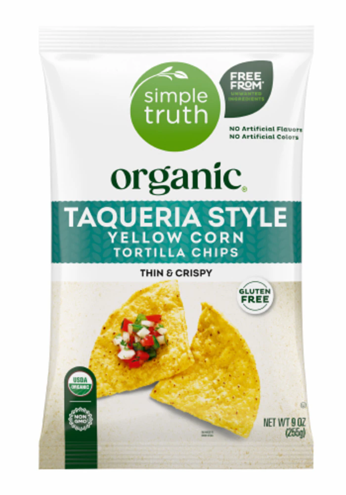 Simple Truth Organic Taqueria Style Yellow Corn Tortilla Chips -- 9 oz