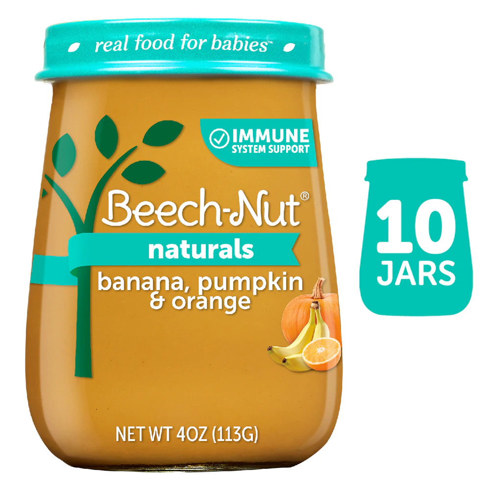 Beech-Nut Naturals Immunity Support 8+ Months Banana Pumpkin & Orange -- 10 Jars