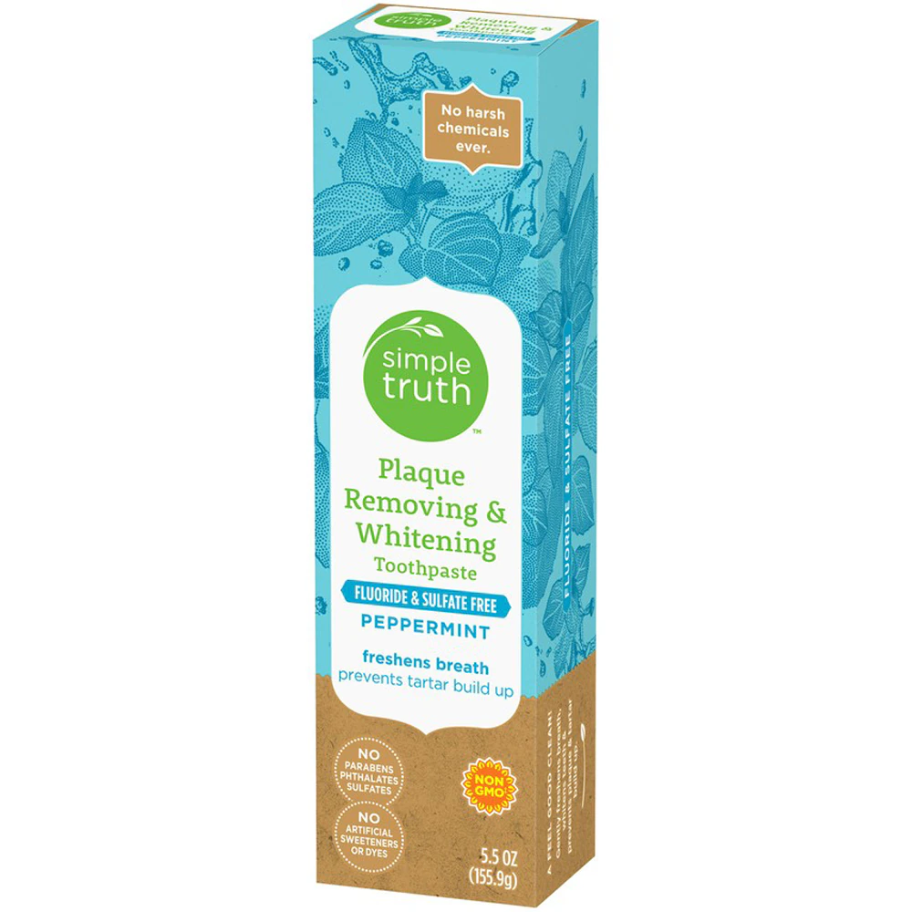 Simple Truth Plaque Removing & Whitening Toothpaste Peppermint -- 5.5 oz