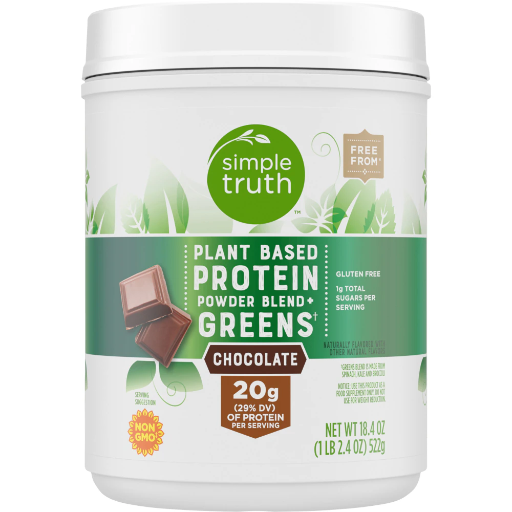Simple Truth Protein Powder Blend Plus Greens Chocolate -- 18.4 oz