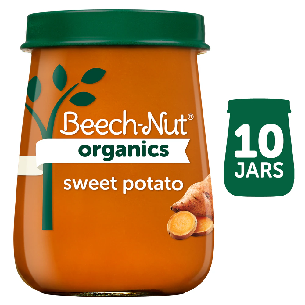 Beech-Nut Organics Baby Food Puree 4+ Months Sweet Potato -- 10 Jars