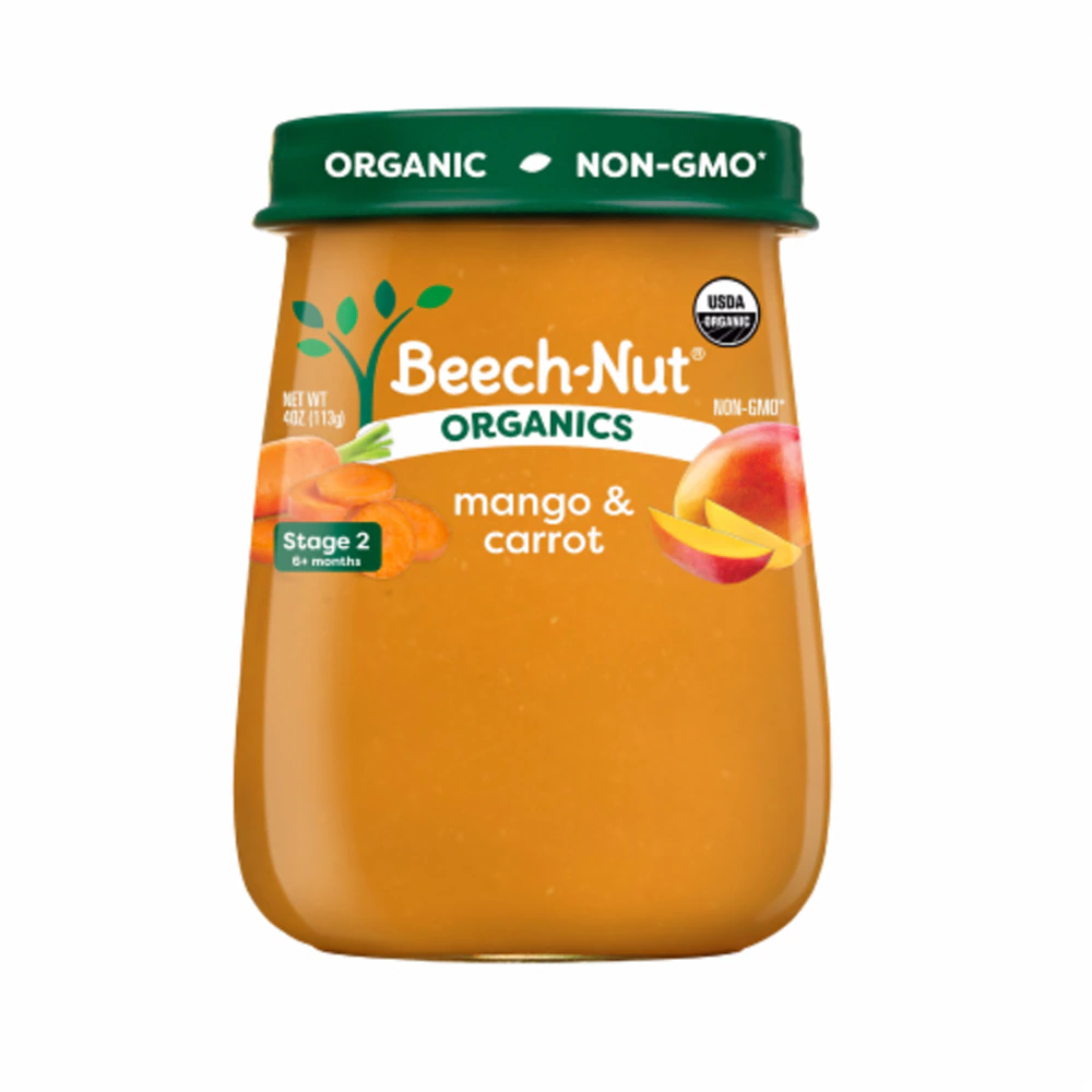 Beech-Nut Organics Baby Food Puree Jar 6+ Months Mango Carrot -- 4 oz
