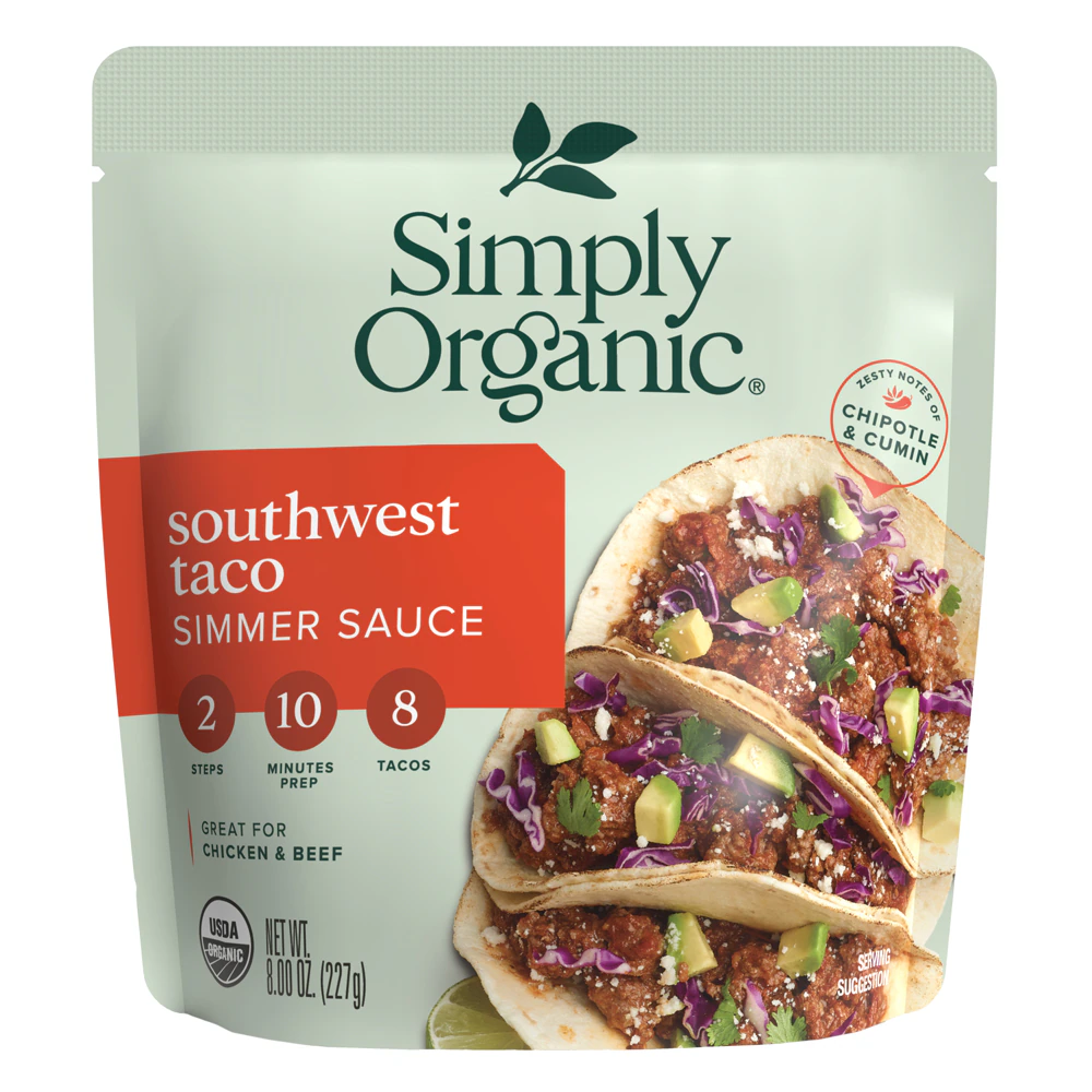 Simply Organic Simmer Sauce For Beef Southwest Taco -- 8 oz