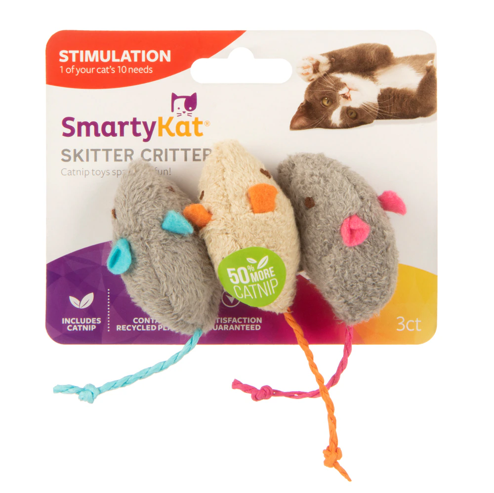 SmartyKat SkitterCritters Mice Catnip Toy -- 3 Toys