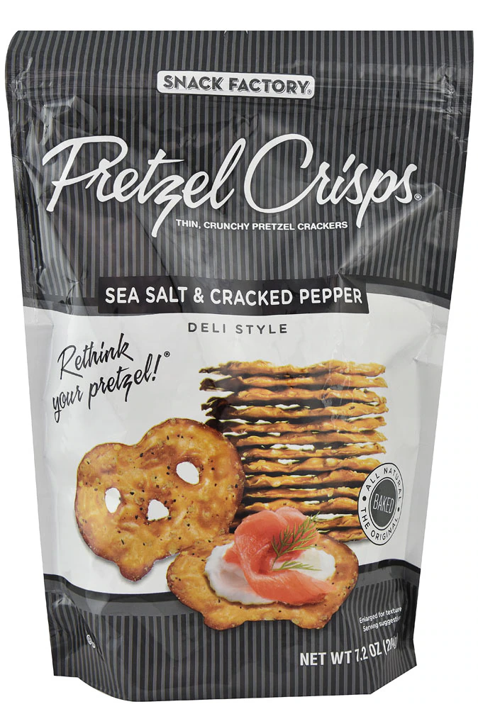 Snack Factory Pretzel Crisps? Deli Style Sea Salt & Cracked Pepper -- 7.2 oz