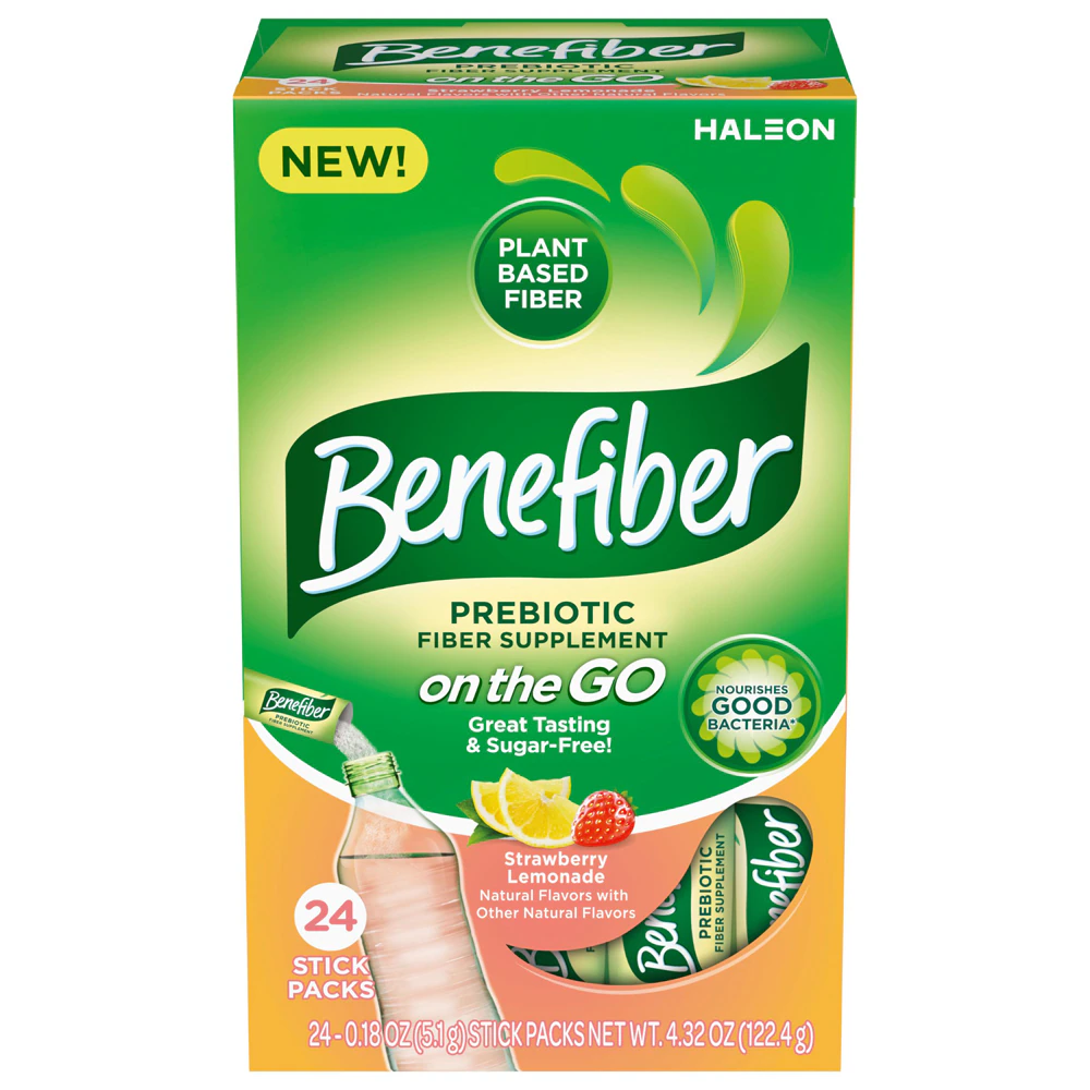 Benefiber Prebiotic Fiber Supplement Sticks Strawberry Lemonade -- 24 Packs