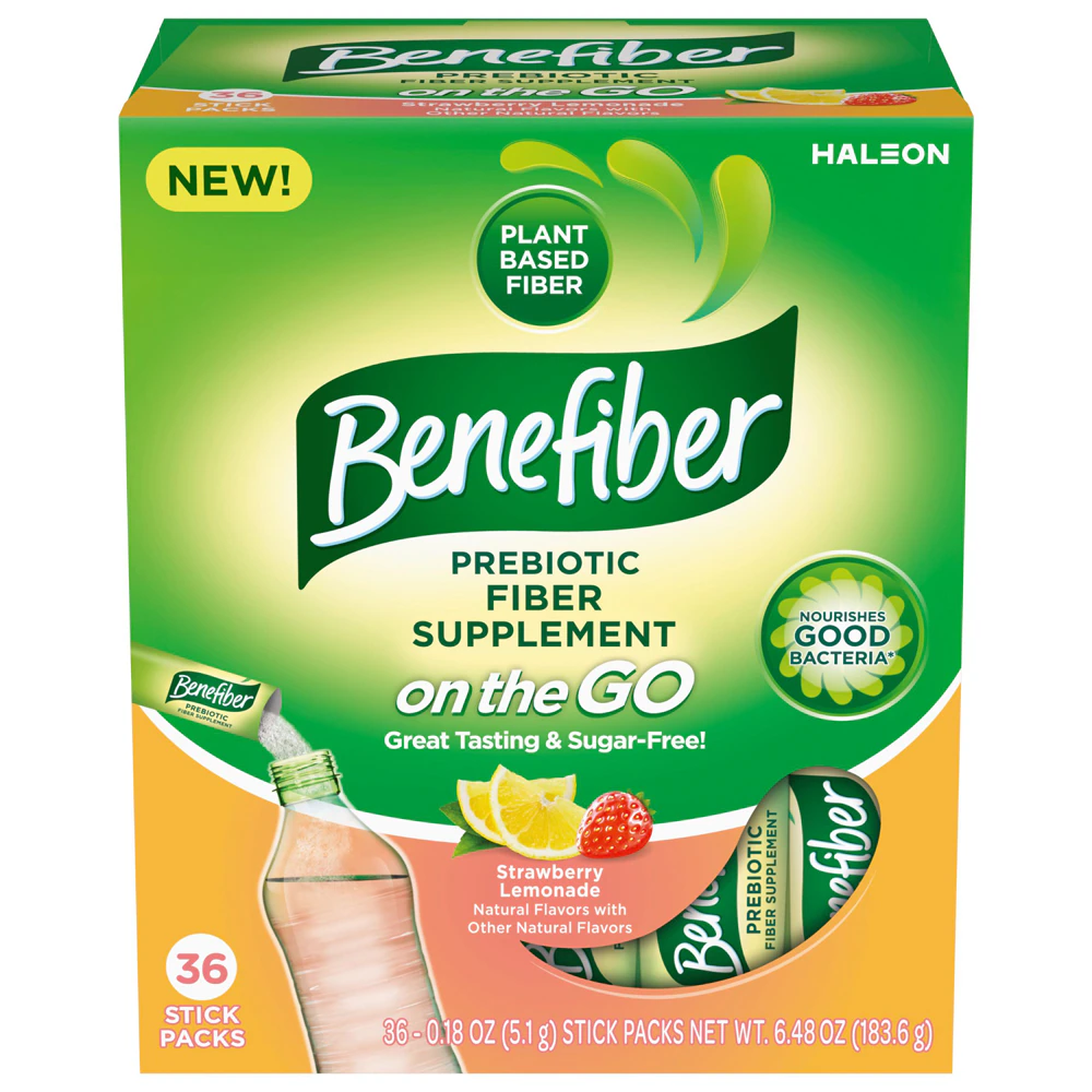 Benefiber Prebiotic Fiber Supplement Sticks Strawberry Lemonade -- 36 Packs