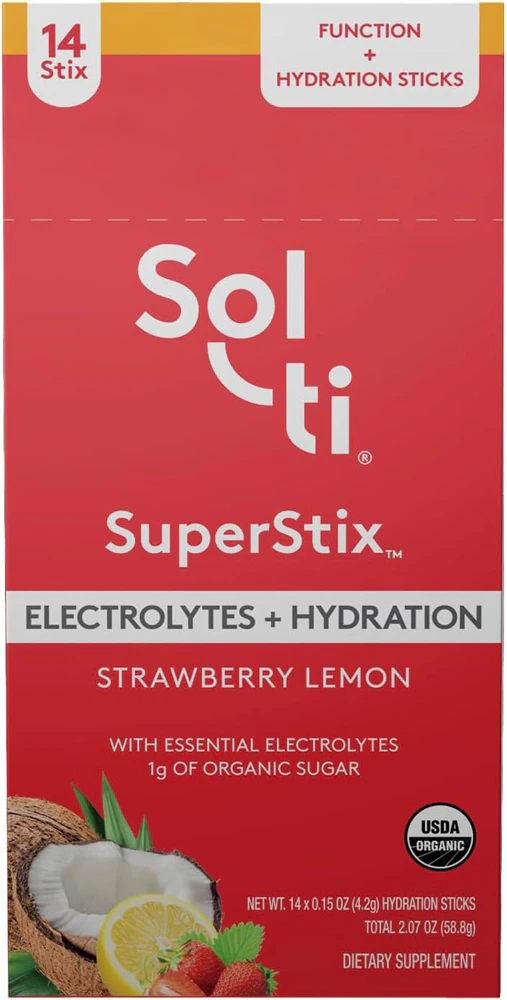 Sol-ti SuperStix Electroytes + Hydration Strawberry Lemon -- 14 Sticks