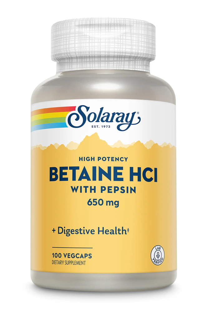 Solaray Betaine HCI with Pepsin -- 650 mg - 100 VegCaps