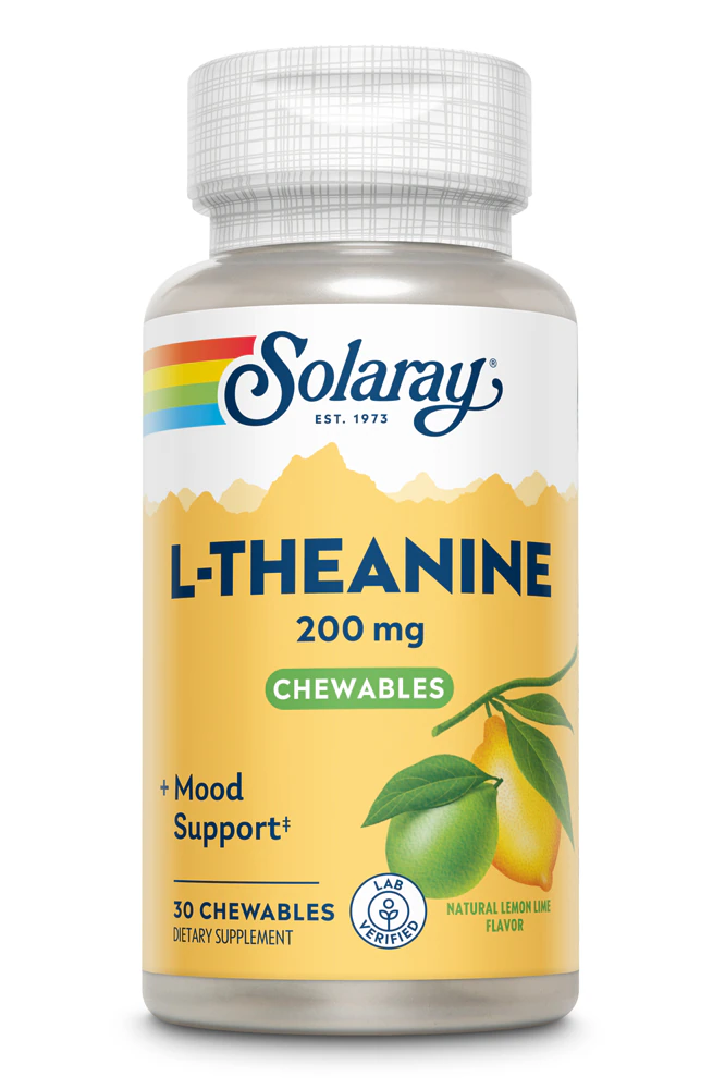 Solaray L-Theanine Chewable Lemon Lime -- 200 mg - 30 Chewables