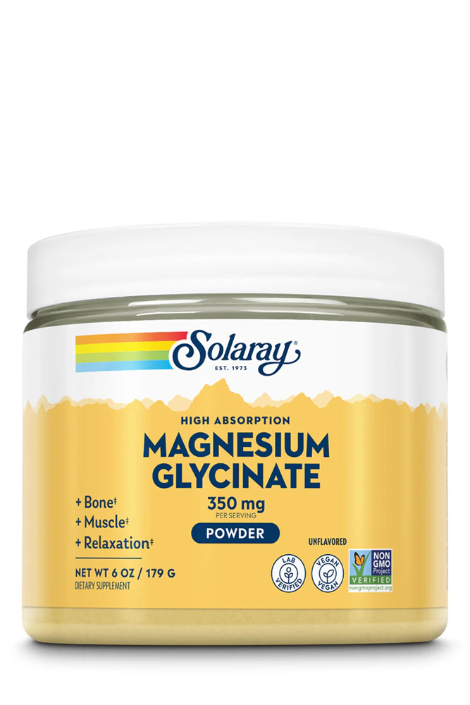 Solaray Magnesium Glycinate Powder Unflavored -- 350 mg - 50 Servings