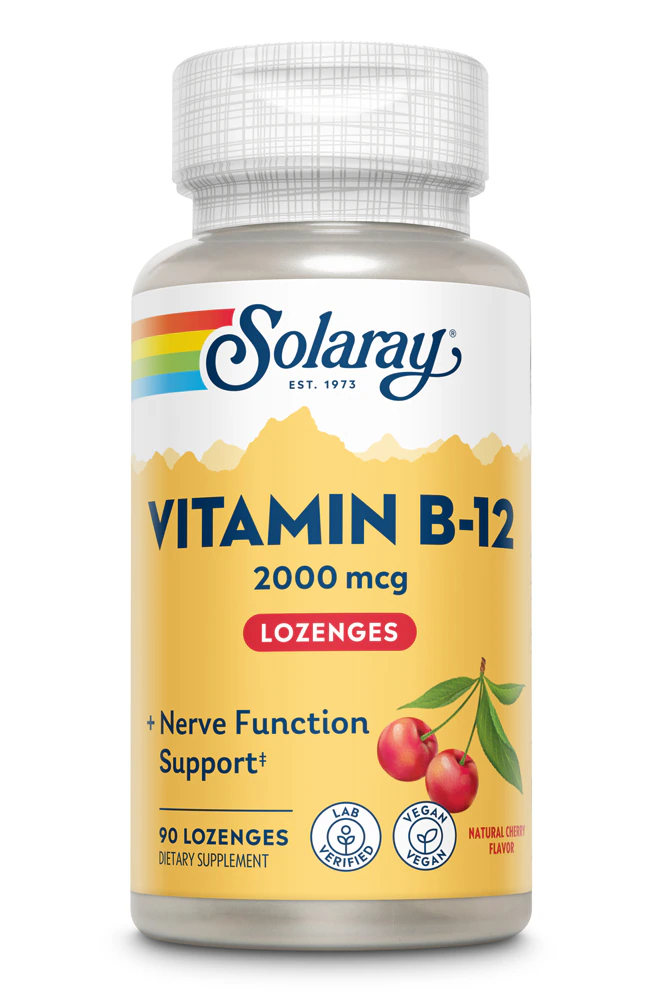 Solaray Vitamin B-12 Natural Cherry -- 2000 mcg - 90 Sublingual Lozenges