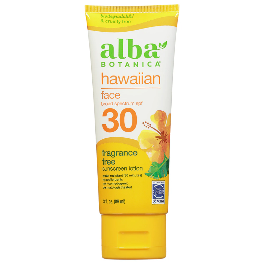 Alba Botanica Hawaiian Face Sunscreen SPF 30 Fragrance Free -- 3 fl oz