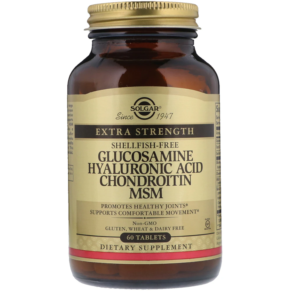 Solgar Glucosamine Hyaluronic Acid Chondroitin MSM Shellfish Free -- 60 Tablets