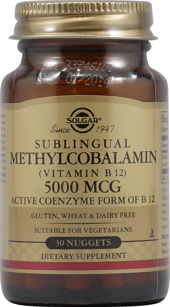 Solgar Methylcobalamin Sublingual Vitamin B12 -- 5000 mcg - 30 Nuggets