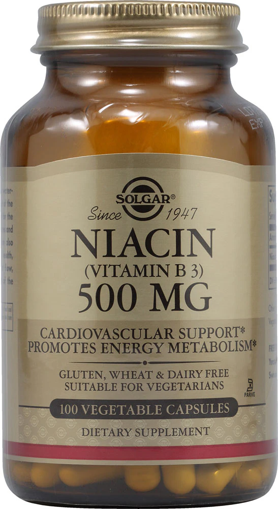 Solgar Niacin Vitamin B3 -- 500 mg - 100 Vegetable Capsules