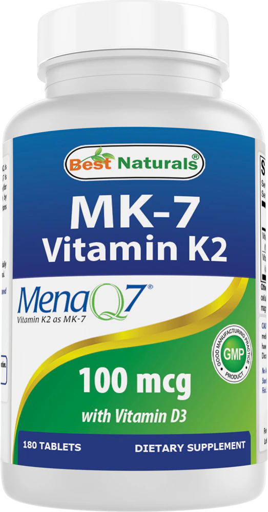 Best Naturals MK7 Vitamin K2 with Vitamin D3 -- 100 mcg - 180 Tablets