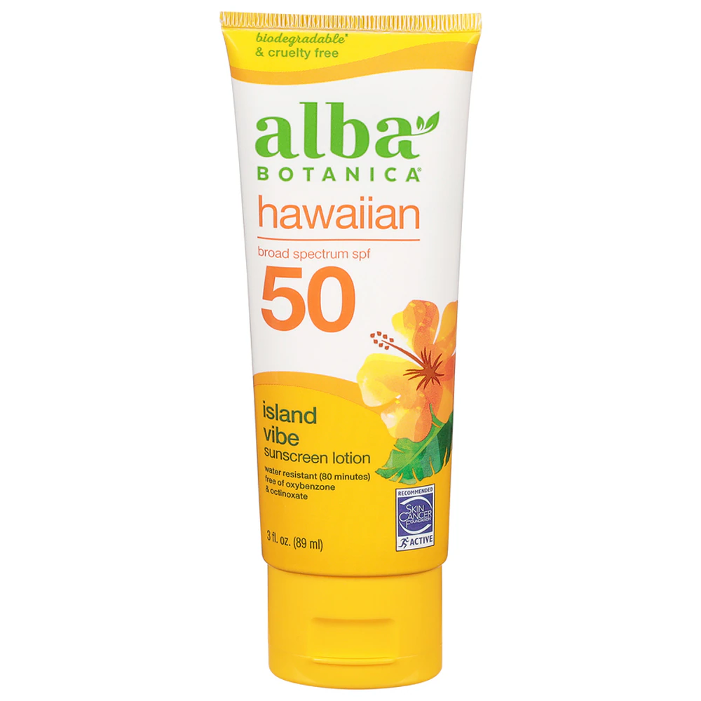 Alba Botanica Hawaiian SPF 50 Sunscreen Lotion Island Vibe -- 3 oz