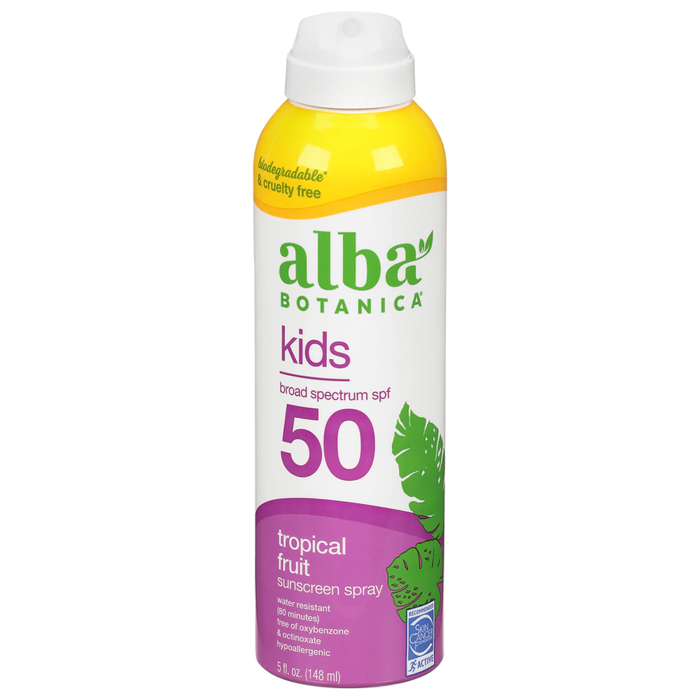 Alba Botanica Kids SPF 50 Sunscreen Spray Tropical Fruit -- 5 fl oz