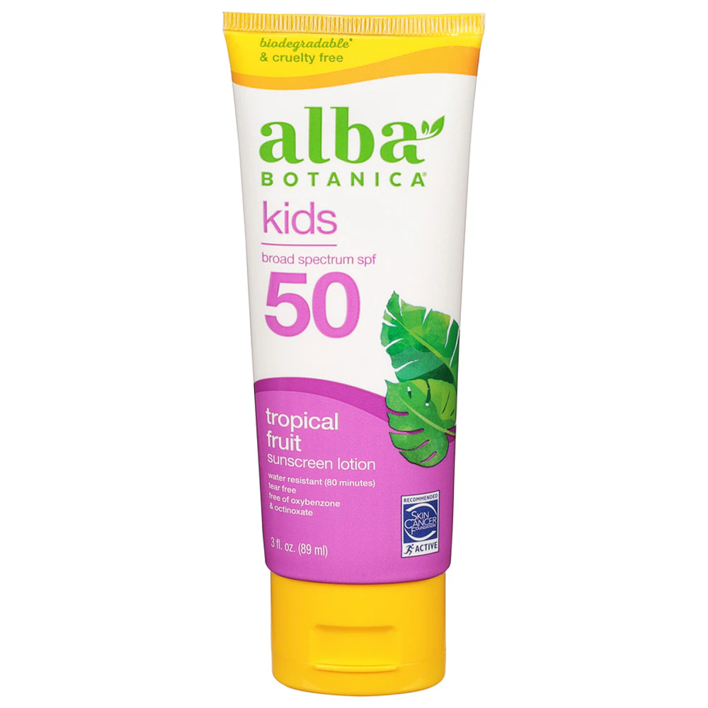 Alba Botanica Kids Sunscreen SPF 50 Tropical Fruit -- 3 fl oz