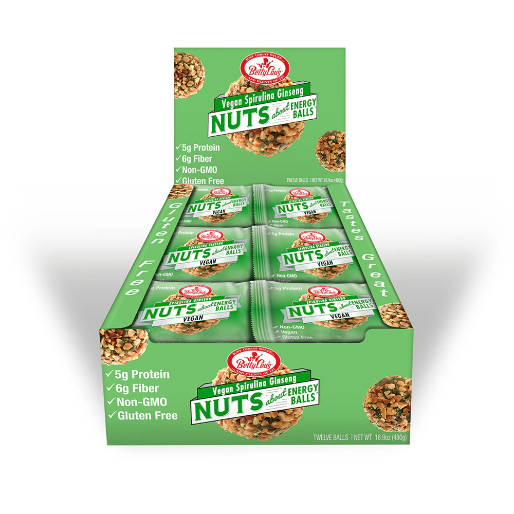 Betty Lou's Gluten Free Nuts about Energy Balls Protein Plus Spirulina Ginseng -- 12 Balls