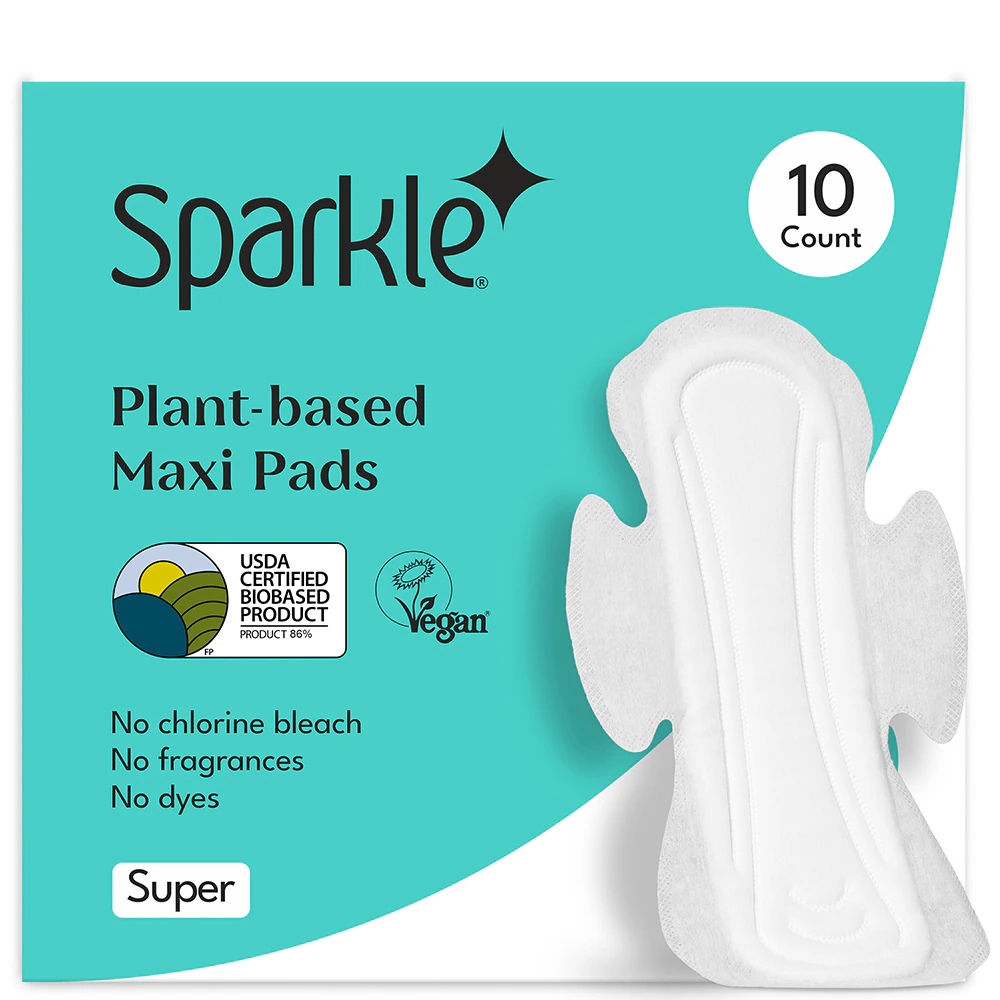 Sparkle Plant-Based Maxi Pads - Super -- 10 Pads