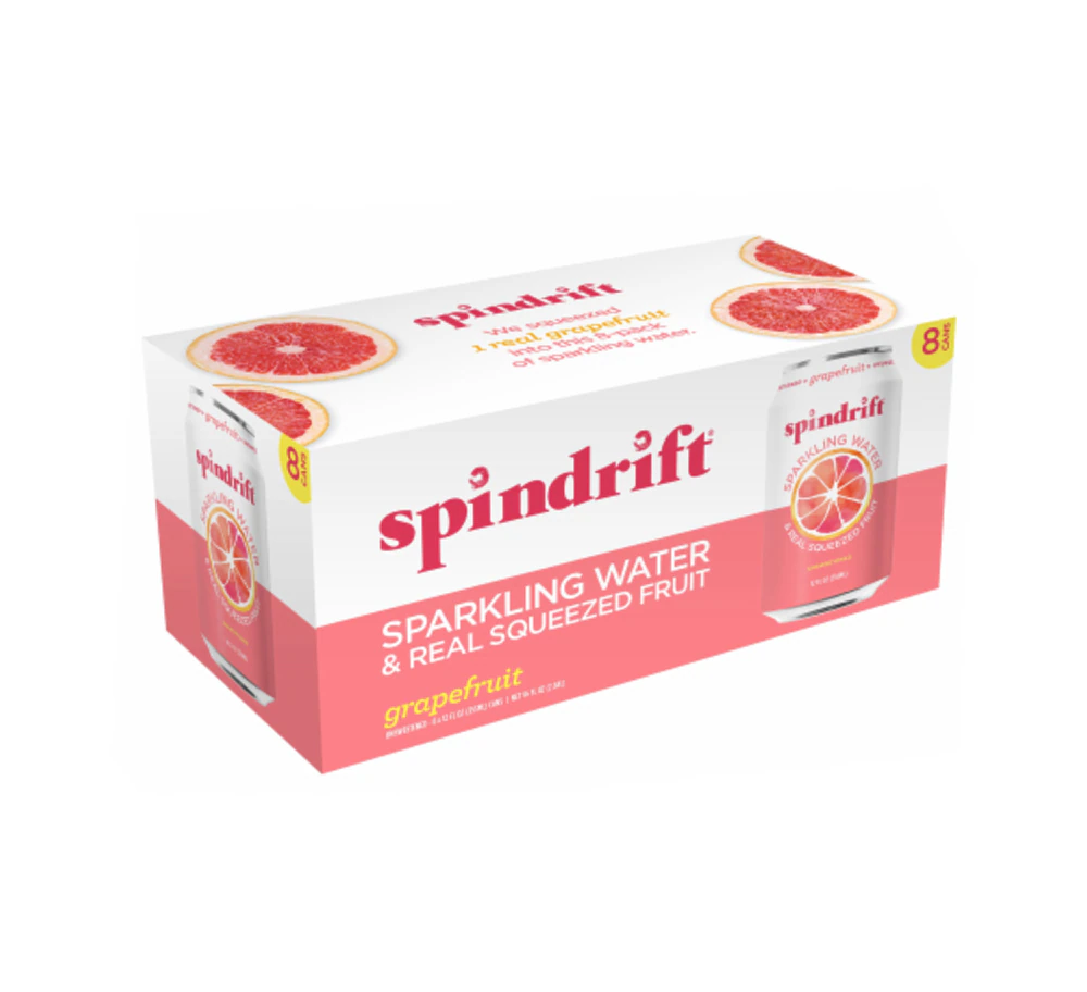 Spindrift Sparkling Water & Real Squeezed Fruit Grapefruit -- 8 Cans