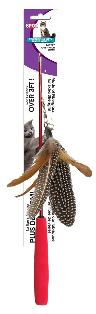 Spot Cat Toy Telescoping Kitty Teaser Wand - 36 Inch -- 1 Toy
