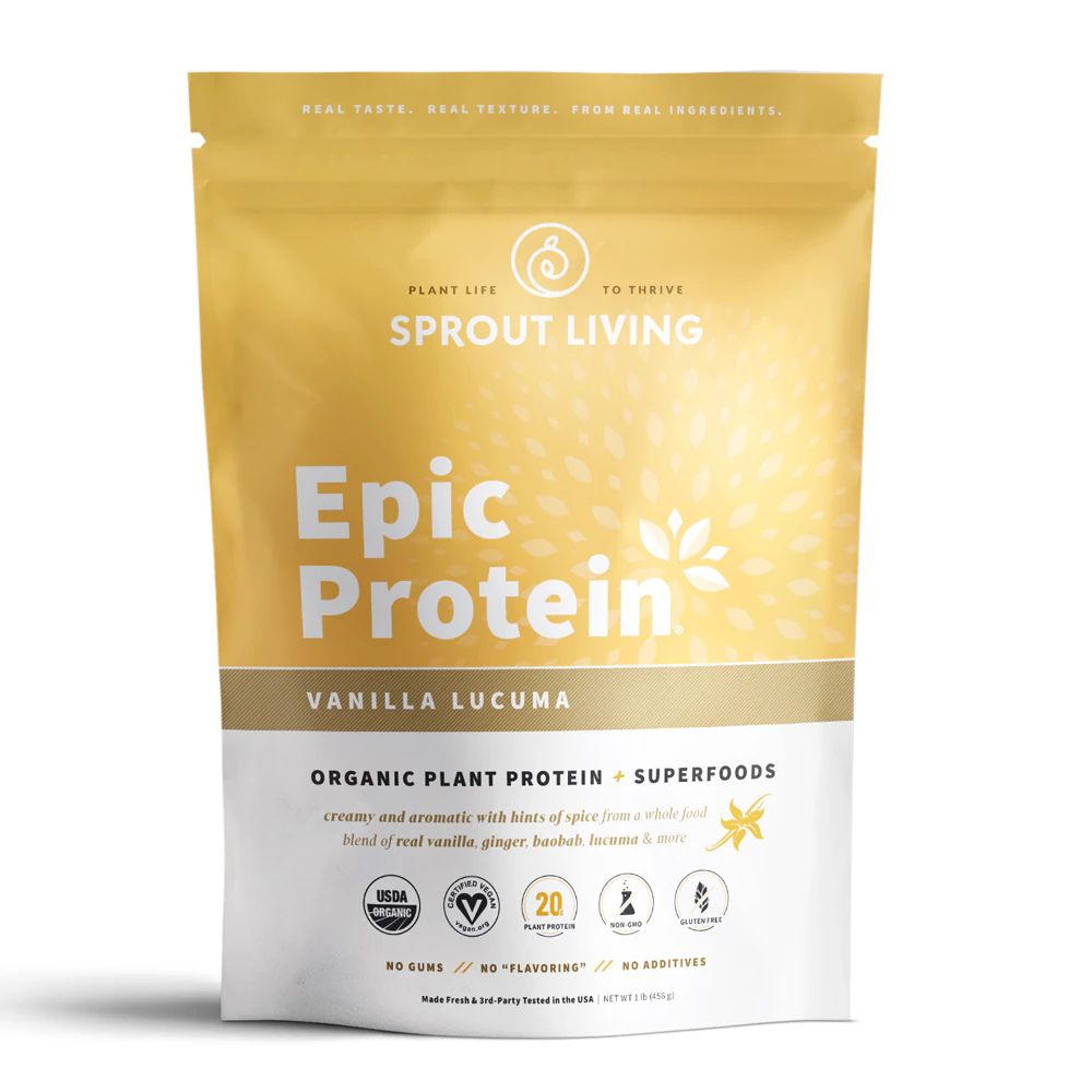 Sprout Living Epic Protein - Organic Plant Protein and Superfoods Vanilla Lucuma -- 1 lb