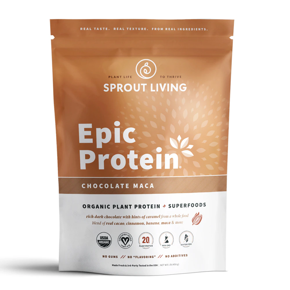 Sprout Living Epic Protein - Organic Plant Protein and Superfoods Chocolate Maca -- 1 lb
