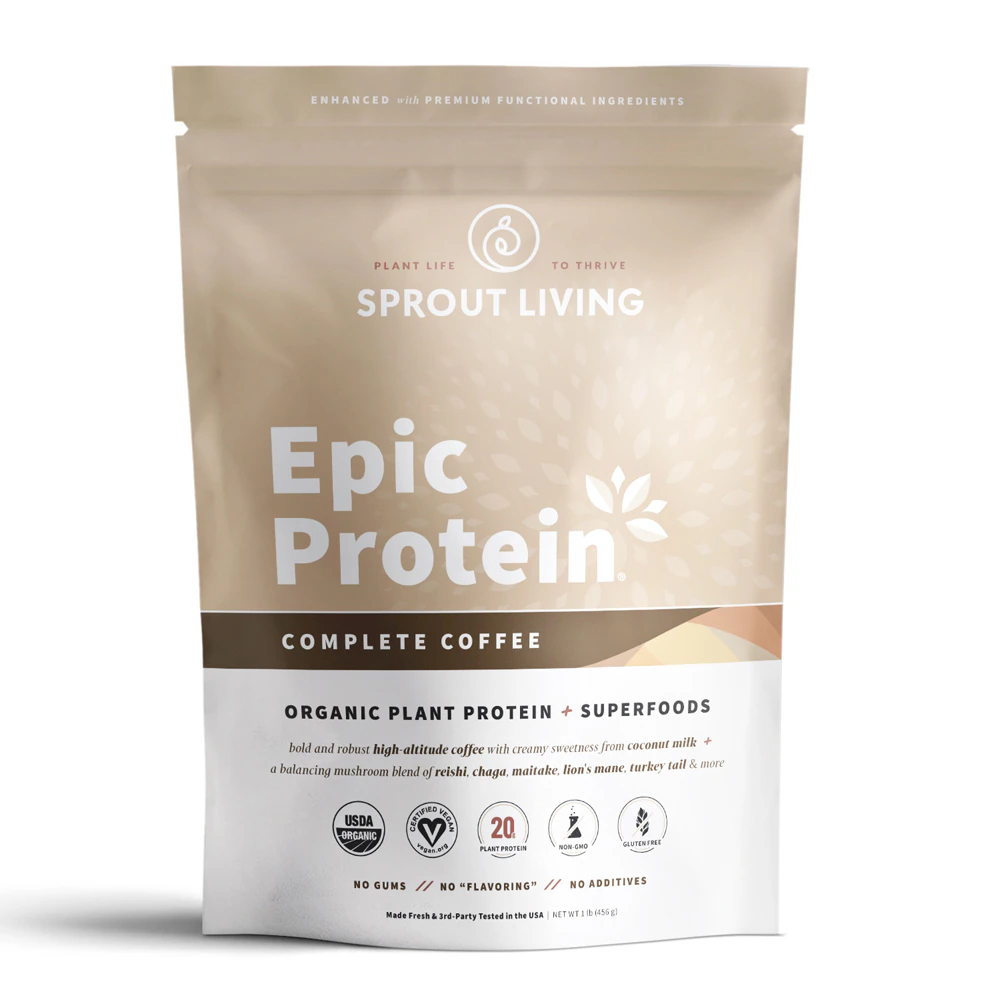 Sprout Living Epic Protein - Organic Plant Protein Superfoods - Complete Coffee -- 1 lb