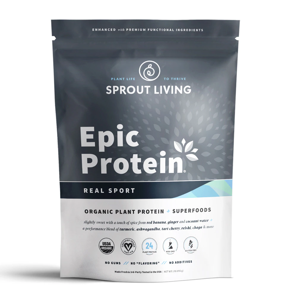 Sprout Living Epic Protein - Organic Plant Protein Superfoods - Real Sport -- 1 lb