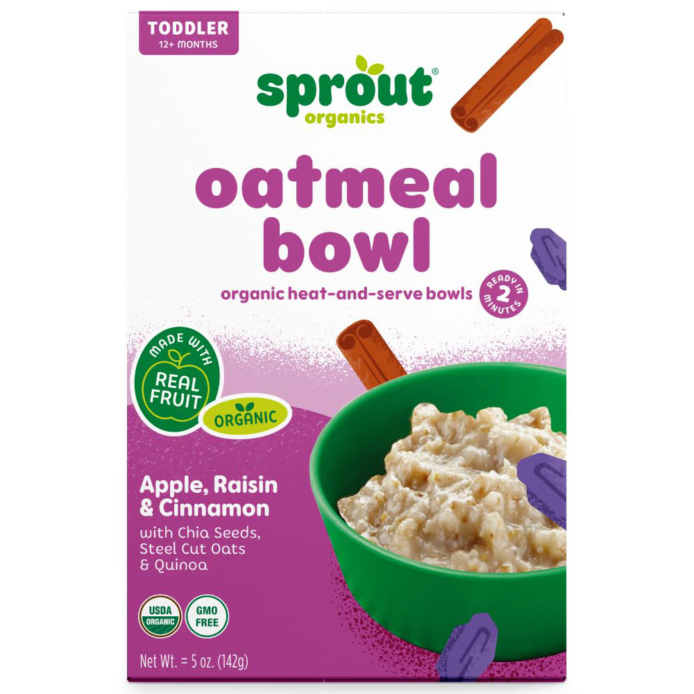 Sprout Organics 12+ Months Breakfast Bowl Oatmeal Apple Raisin & Cinnamon -- 5 oz