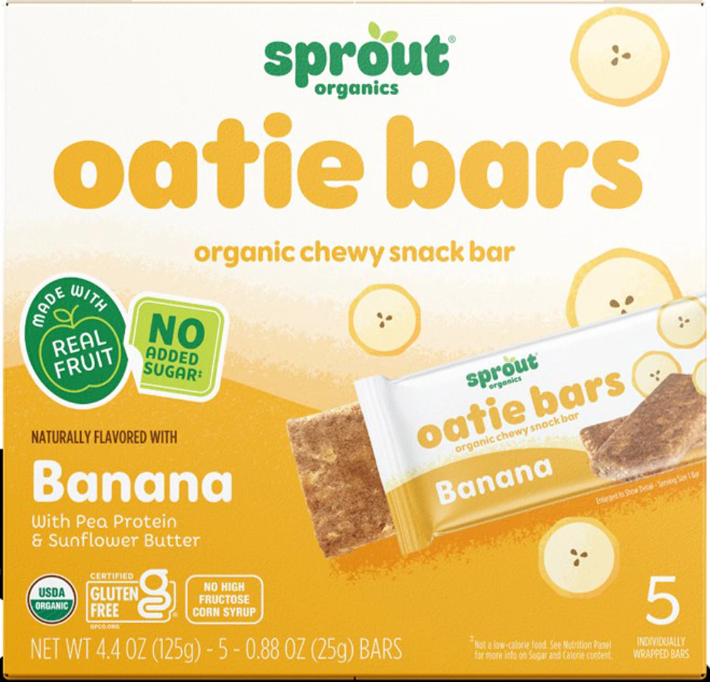 Sprout Organics Oatie Chewy Toddler Snack Bars Banana -- 5 Bars