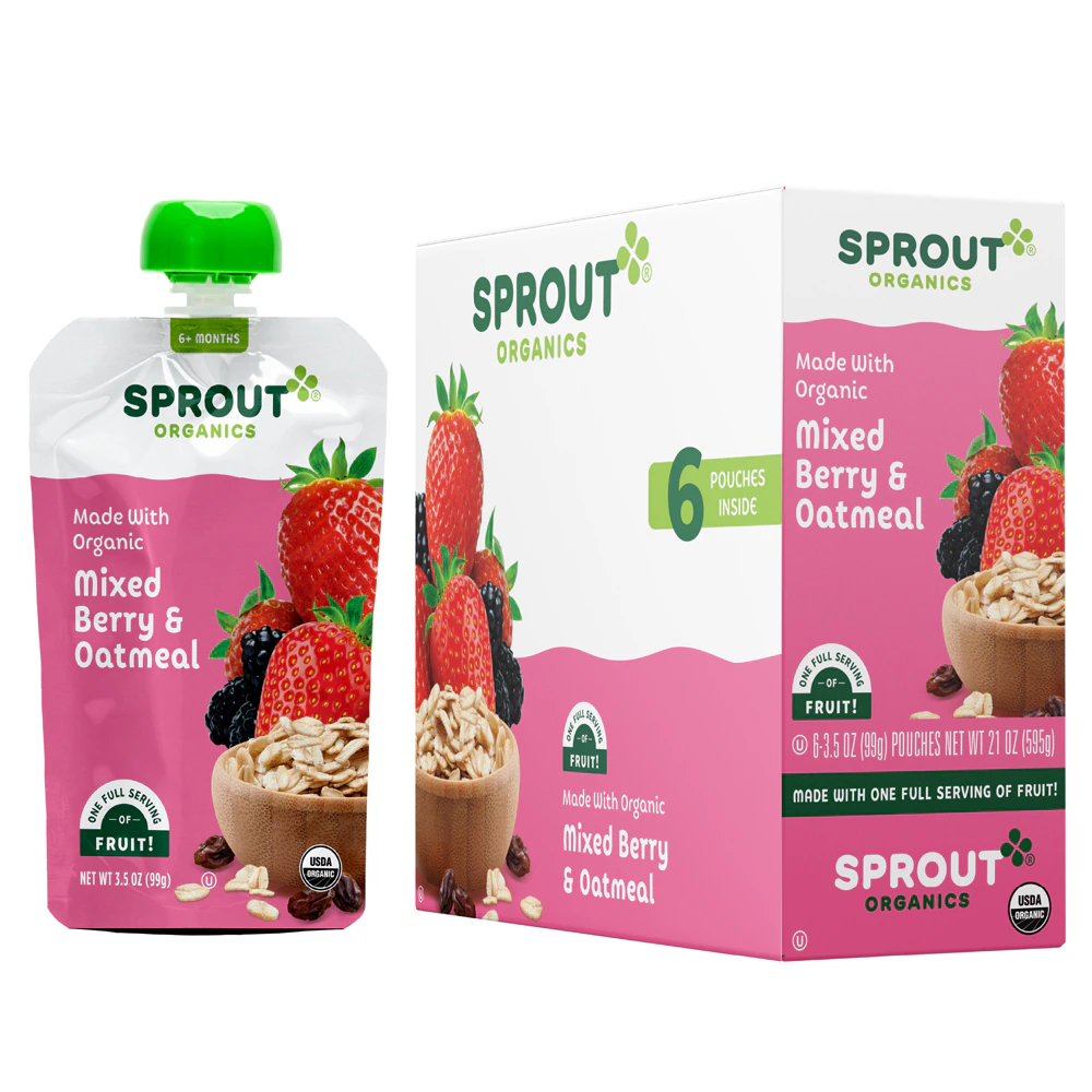 Sprout Organics Oatmeal 6+ Months Mixed Berry -- 6 Pouches